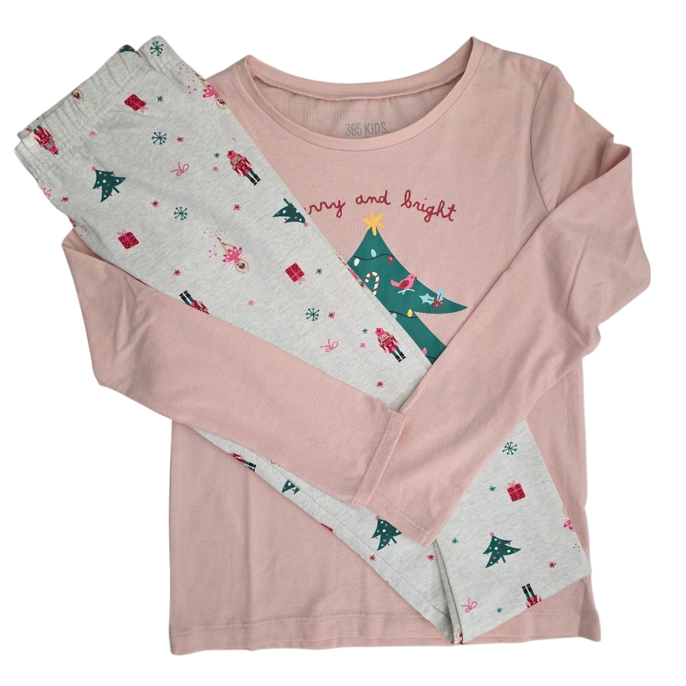 365 Kids Christmas 2 Piece Pajama Set Ballerina Christmas Tree NEW